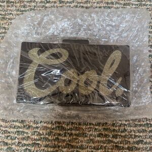 NEW Pink Haley "Cool." Black and Gold Acrylic Clutch